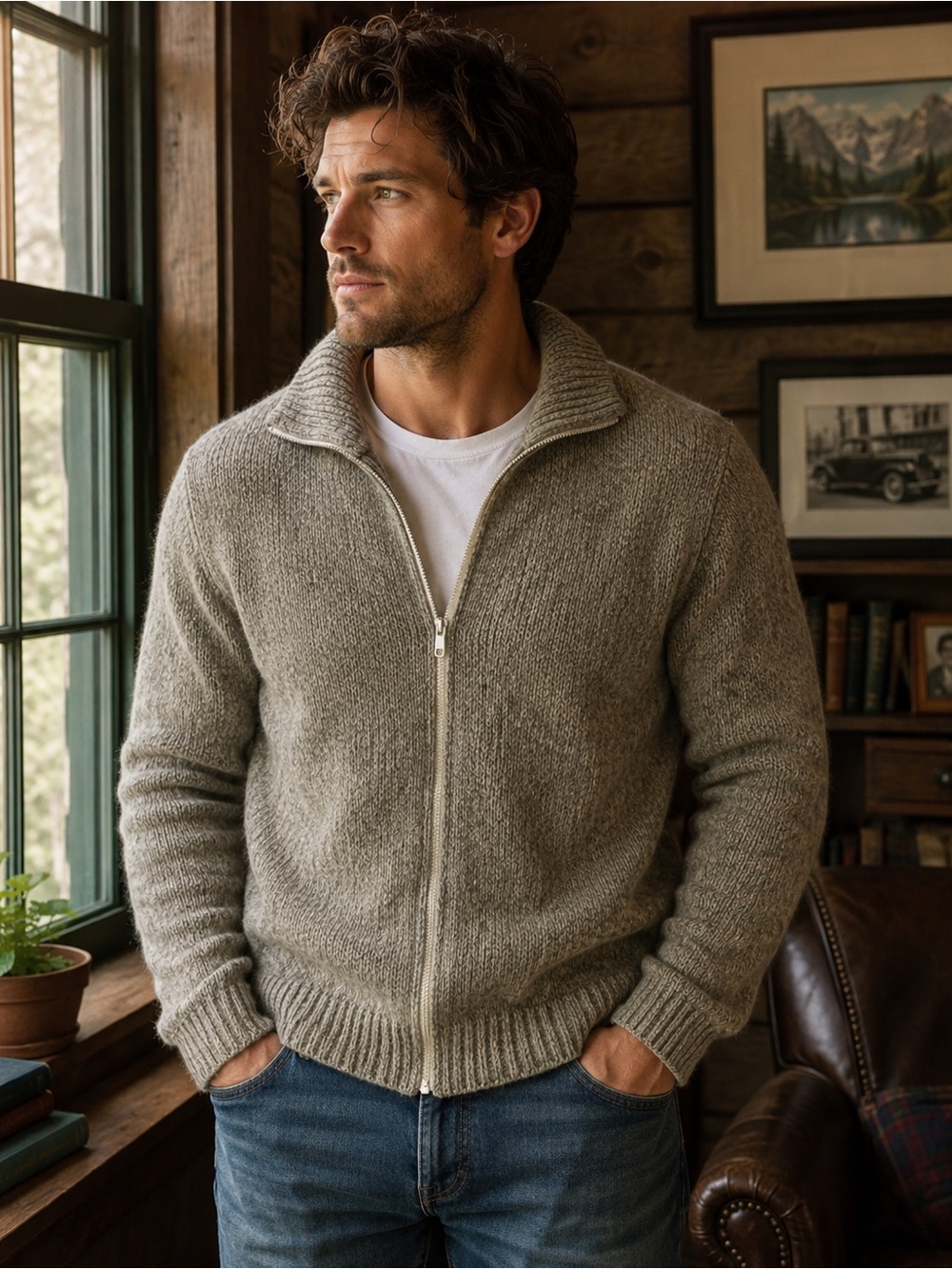 Vintage 70s Fieldmaster Wool Zip Cardigan